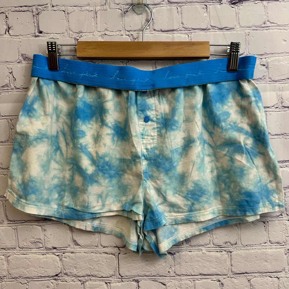 Victoria's Secret PINK Sleep Boxy Shorts Sky Blue Tie Dye Women's Large
